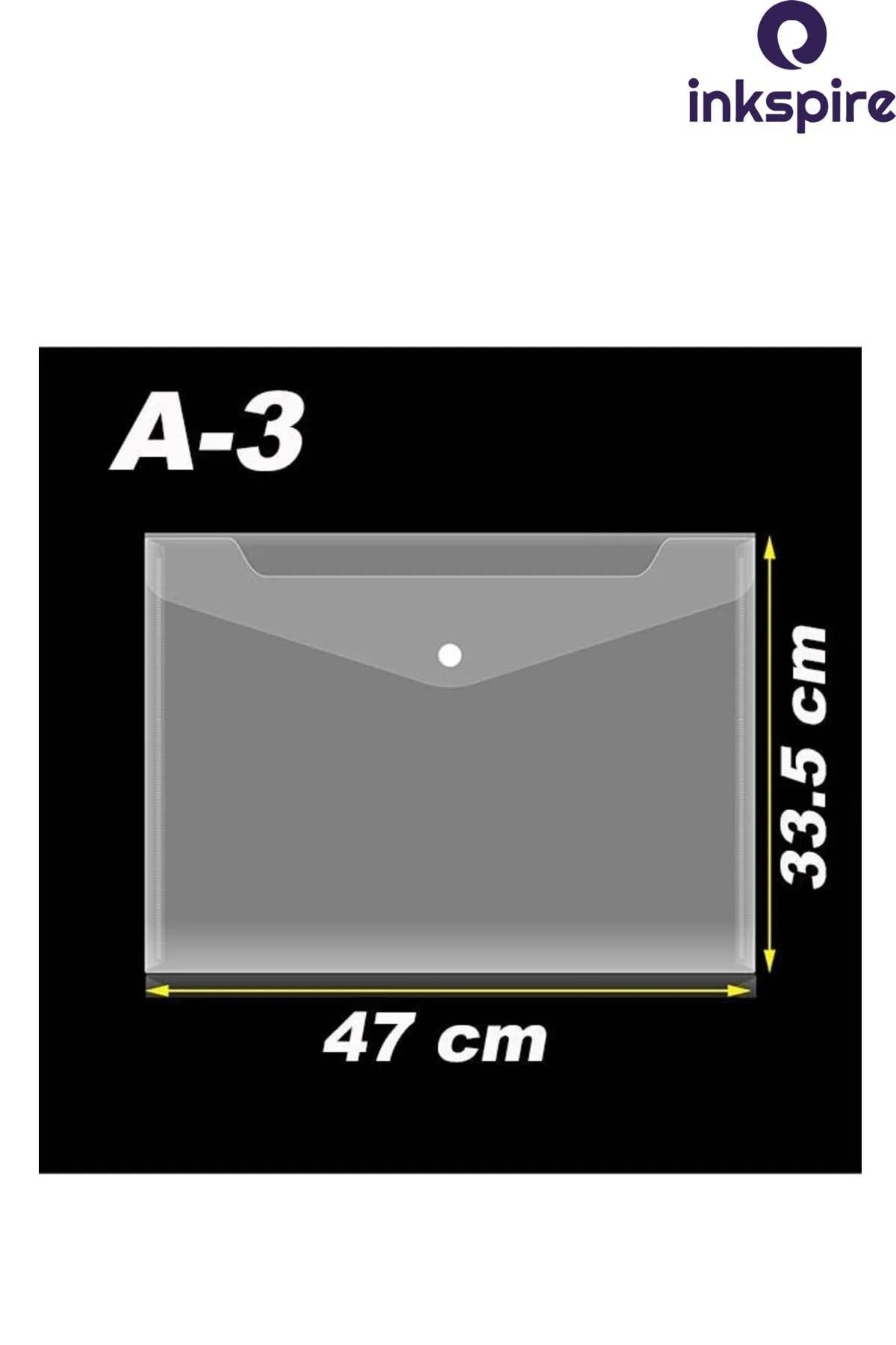 inkspire-A3 Transparent Snap-On Envelope File - 2 Large Size Snap-On Transparent Buttoned Paperwork 2