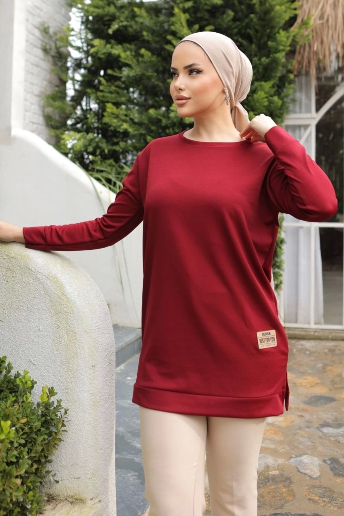 DoQuN-Lucestkrg New Style Claret Red Emblem Detail Tunik 10020 New 1