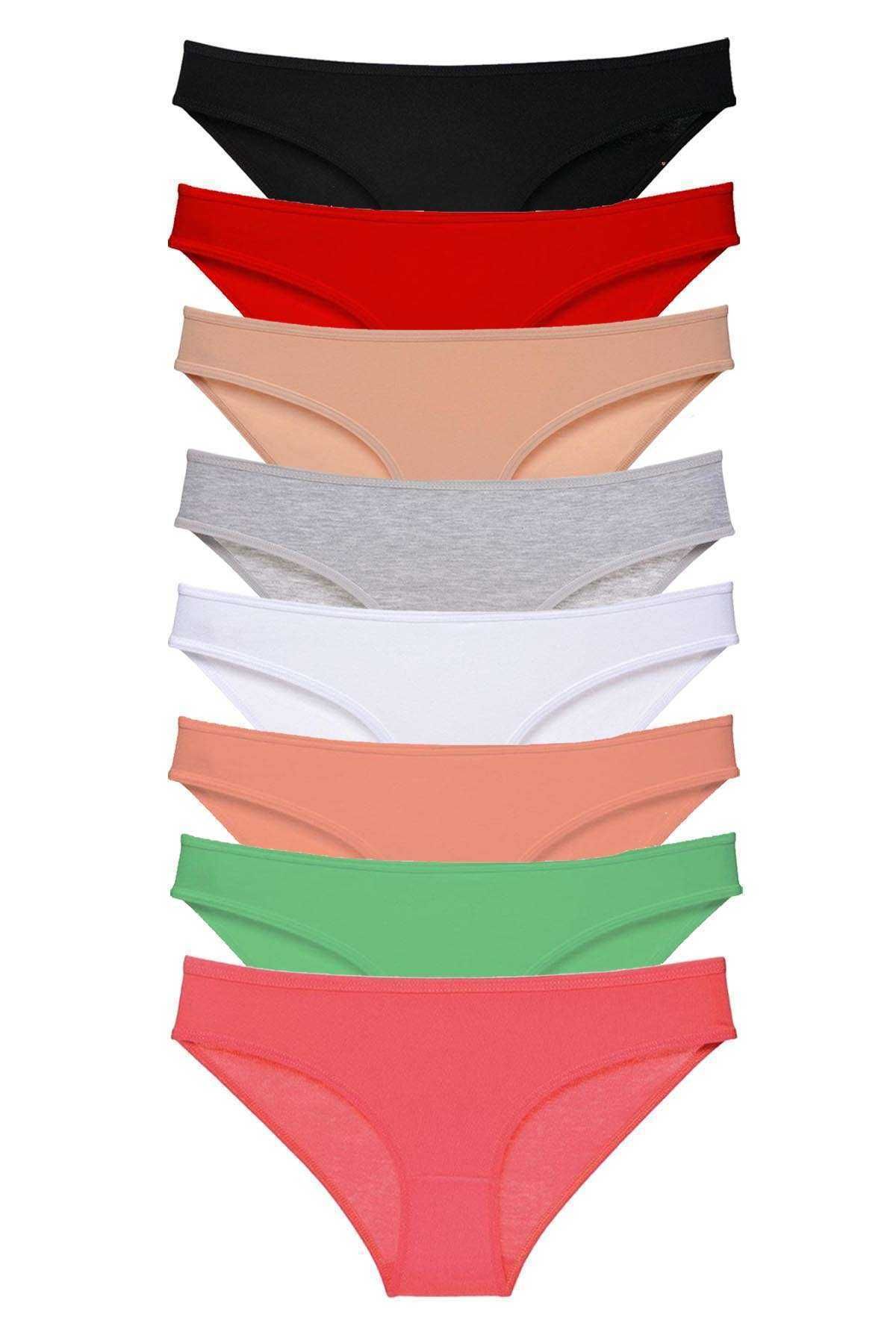 Angoravi 8 adet Süper Eko Set Likralı Kadın Slip Külot Set 1