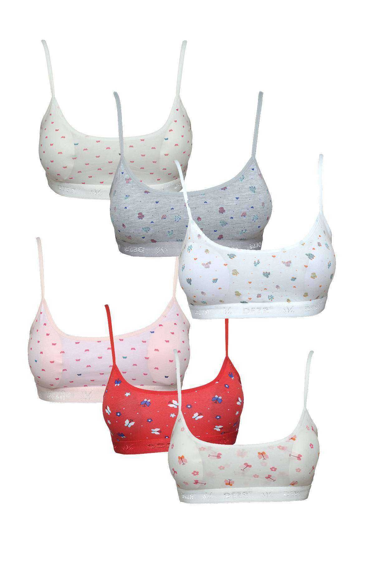 Angoravi Pedli Ip Askılı Yarım Atlet Desenli Büstiyer 6 Lı Set 1