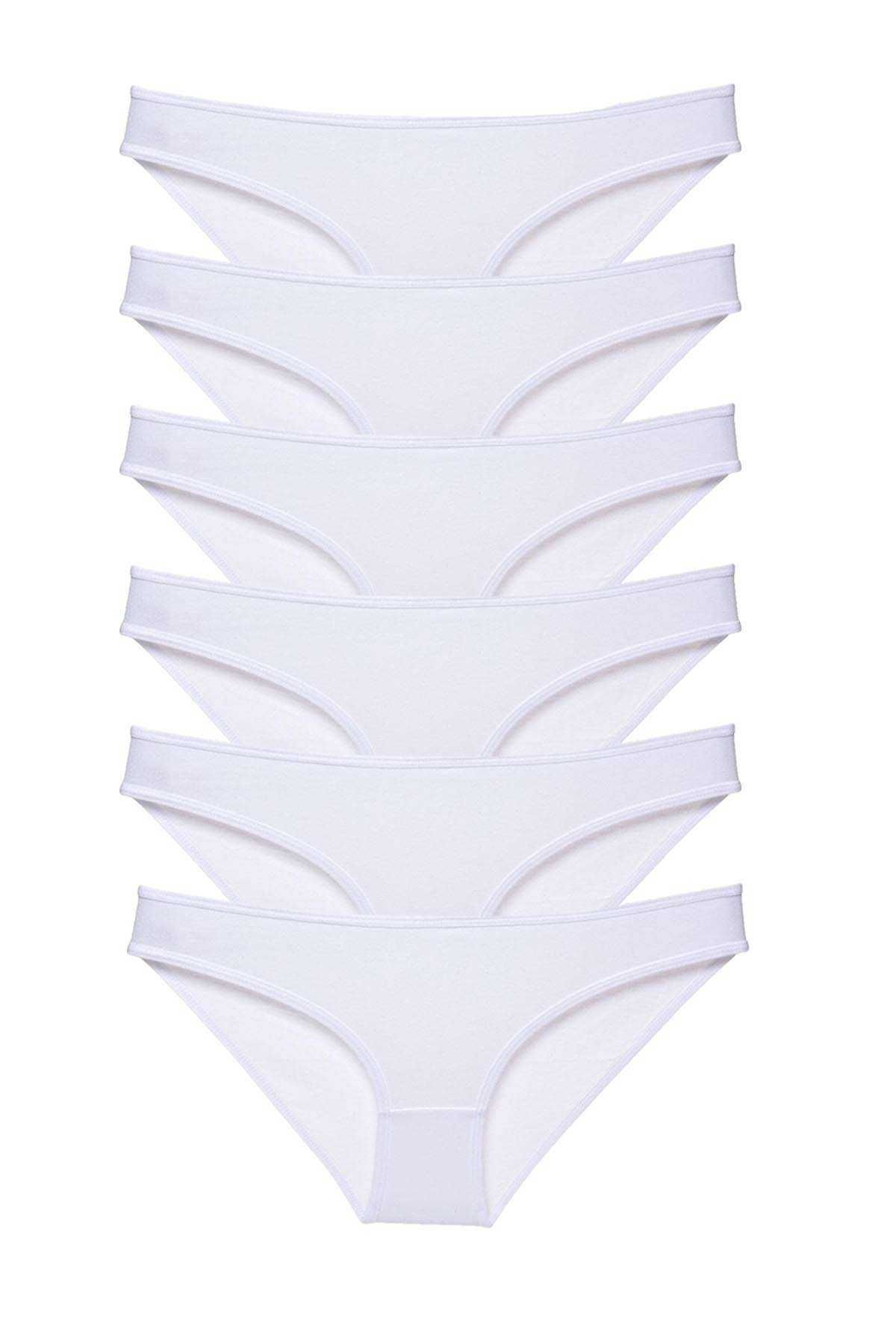 Angoravi 6 adet Süper Eko Set Likralı Kadın Slip Külot Beyaz