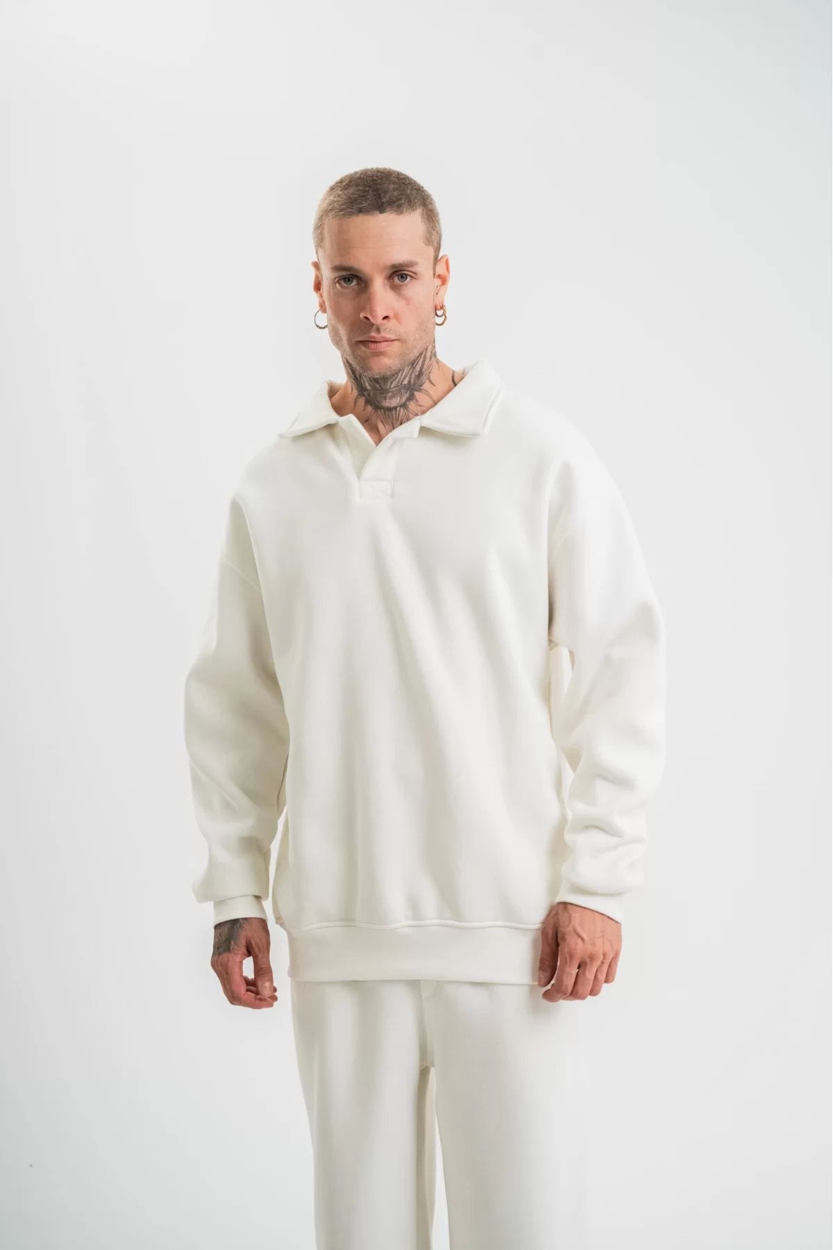 Roque-Oversize Polo Collar Tracksuit Set with Slits on the Legs 2