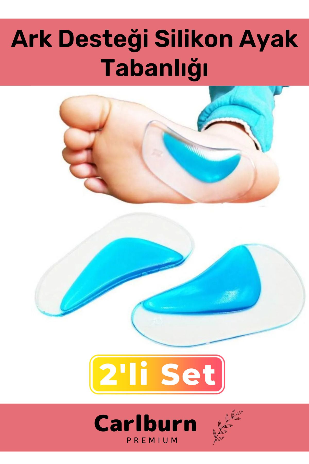 AboutThePerfect Özel Anatomik Jel Düz Tabanlık, Ark Desteği ve Silikon Ayak Tabanlığı