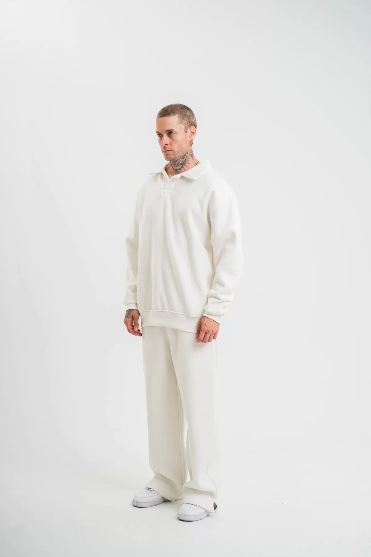 Roque-Oversize Polo Collar Tracksuit Set with Slits on the Legs 1