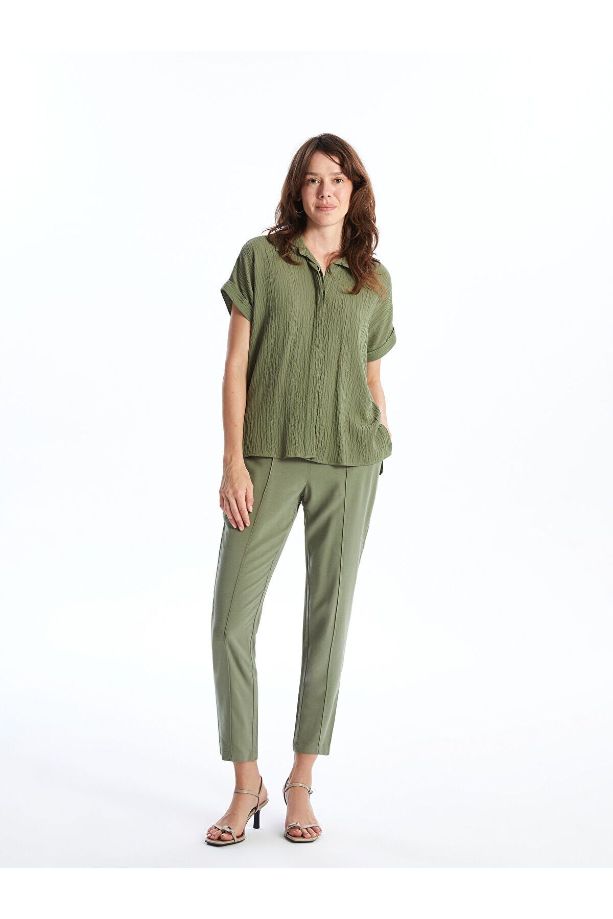 LC Waikiki-LCW Texturiertes Oversize-Damenhemd 2