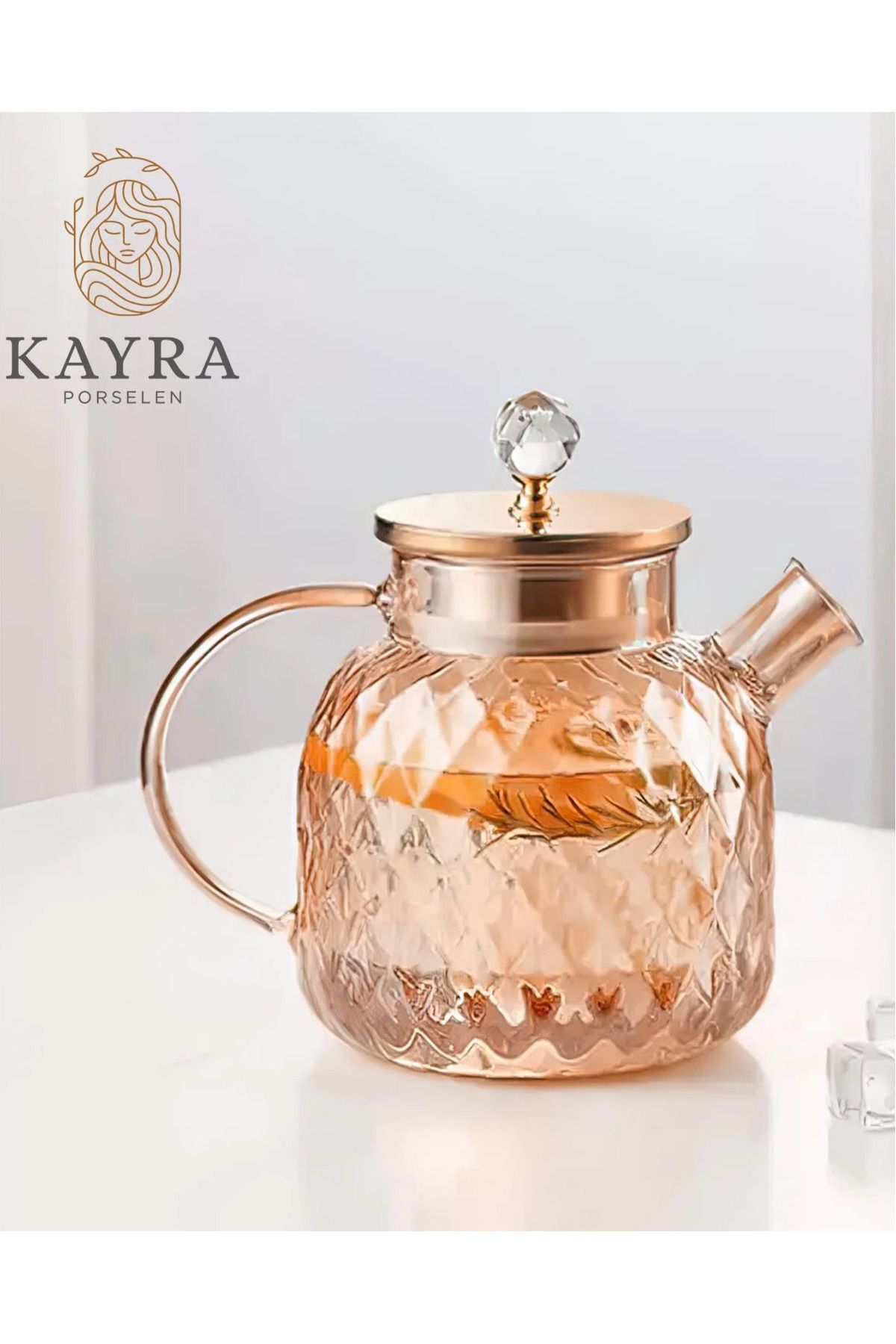 onixe Kabartmalı Borosilikat Cam Demlik 1000ml Royaleks-CM-2006