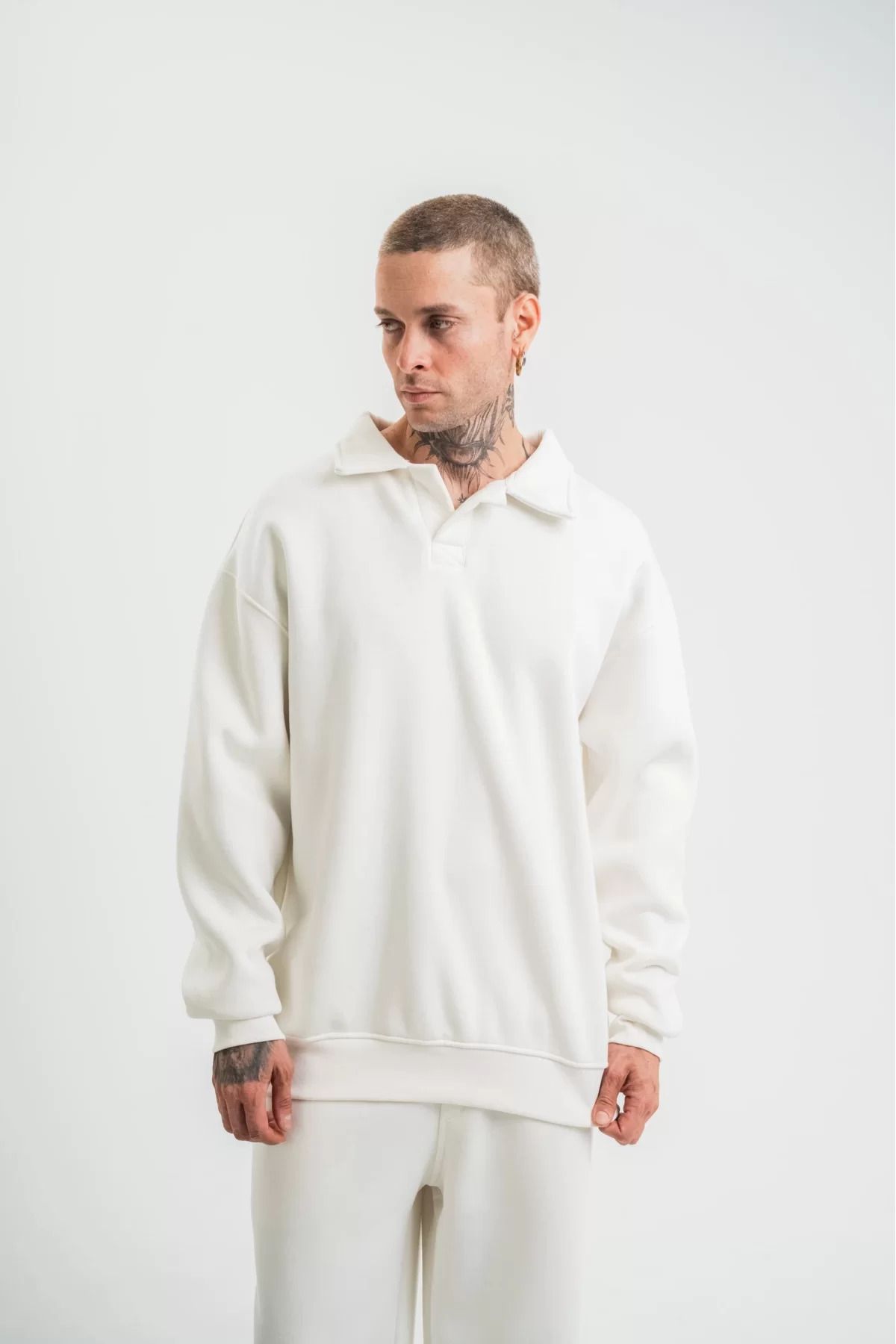 Roque-Oversize Polo Collar Tracksuit Set with Slits on the Legs 4