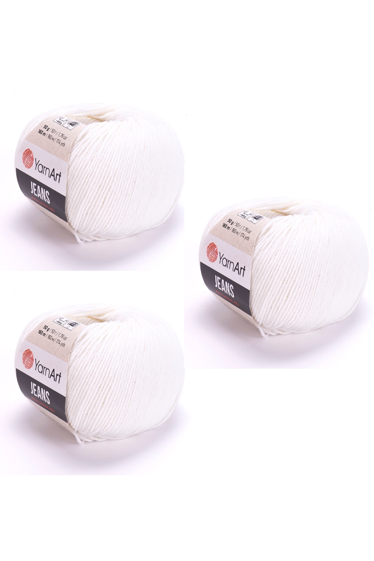 Yarn Art Jeans Amigurumi Knitting Rope 01 White Color Cardigan Knitting Rope Baby Rope Punch Rope 3-Pack