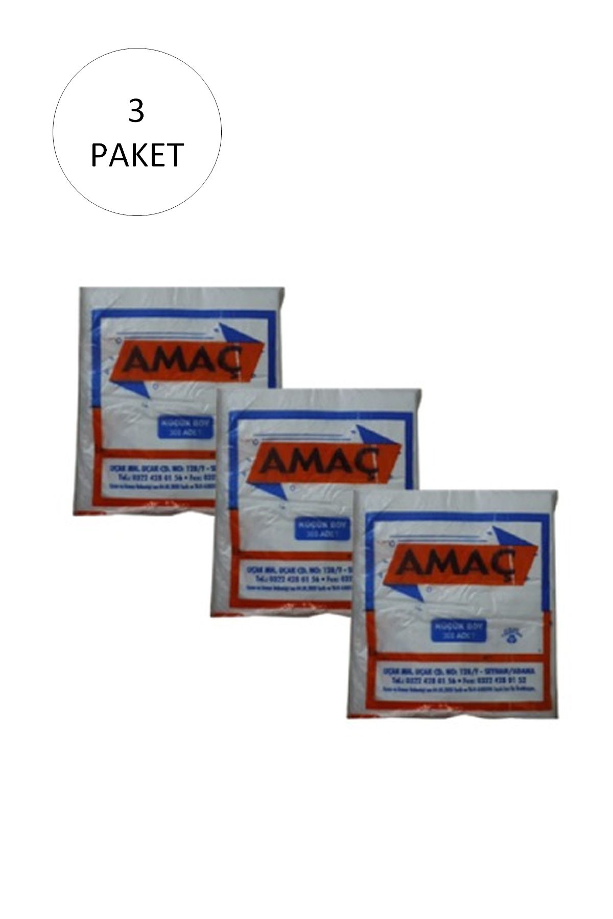 AMAÇ Şeffaf Hışır Atlet Poşet Küçük Boy 25x42 Cm 650 Gr (3 Paket-Takriben 900 Adet)