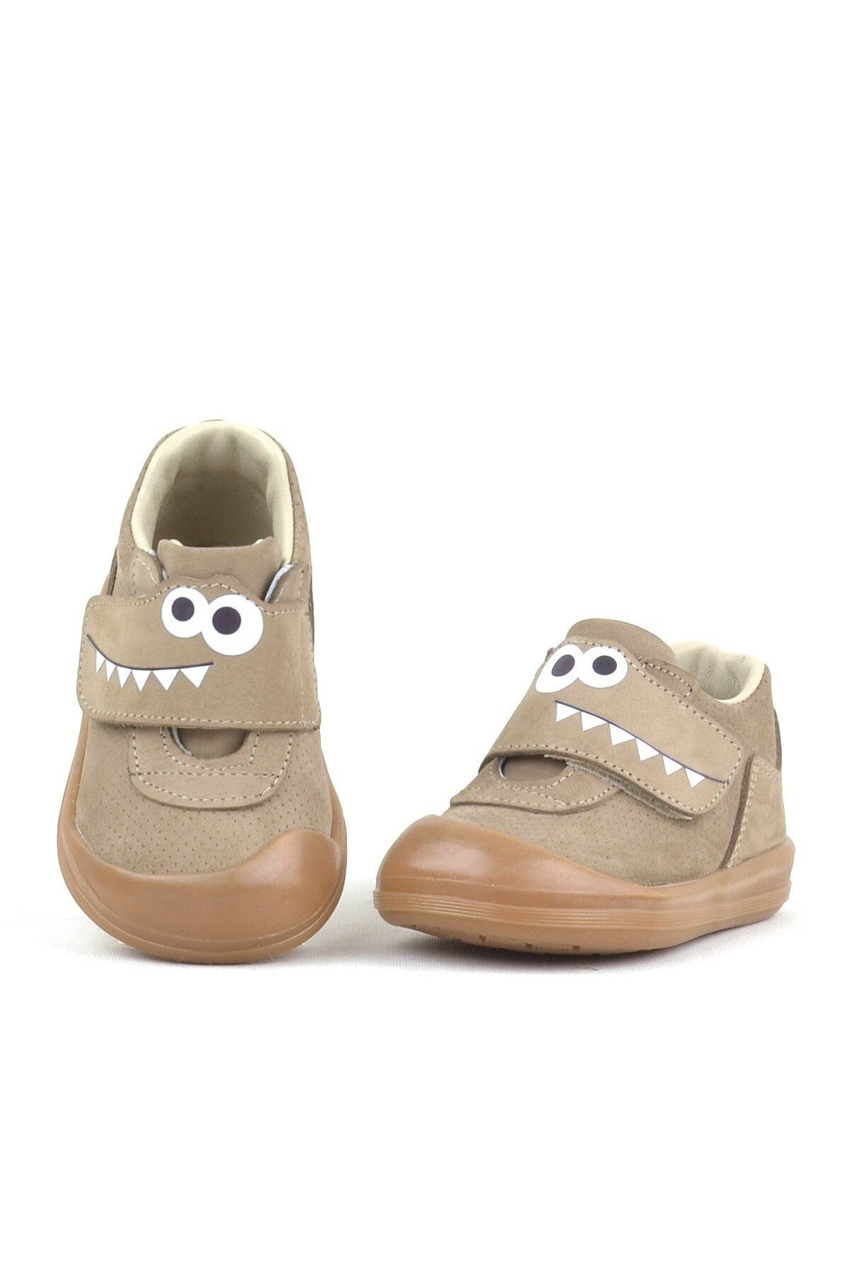 Rakerplus-Dino Genuine Leather Sand Color High Top Baby Shoes 3