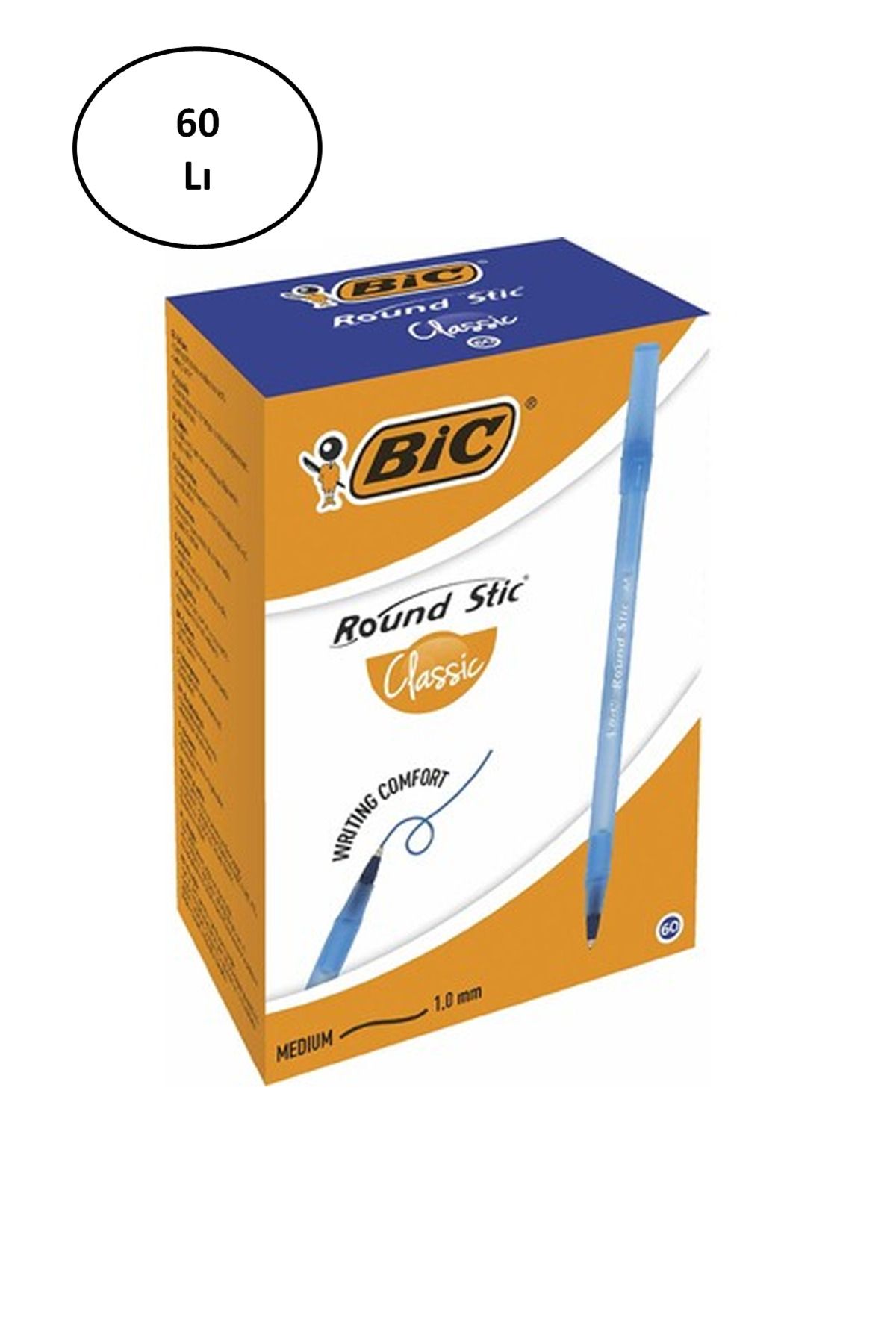 Kareem Bic Round Stic Tükenmez Kalem Mavi 60'lı