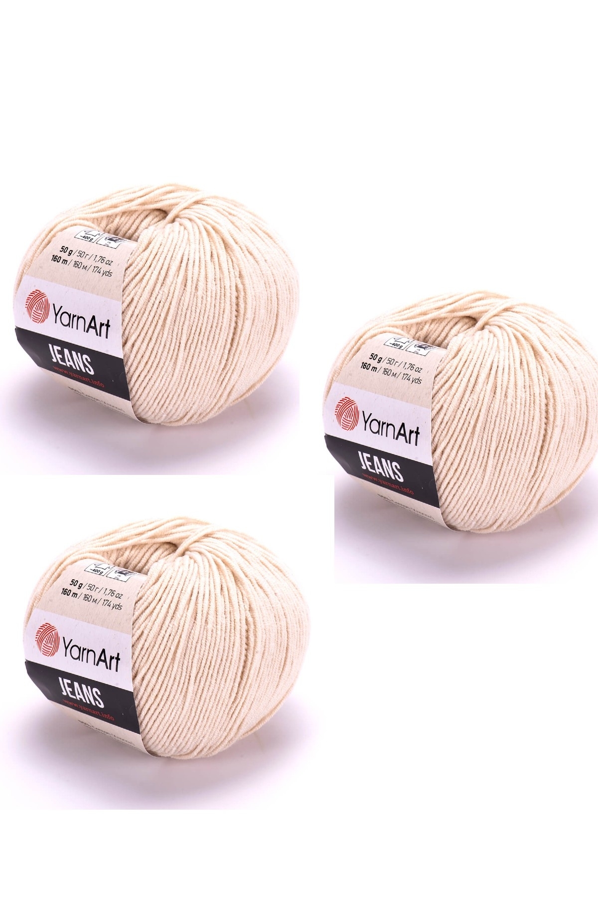 Yarn Art Jeans 05 Cream Amigurumi Knitting Rope Cardigan Knitting Rope Baby Rope Punch Rope 3-Pack
