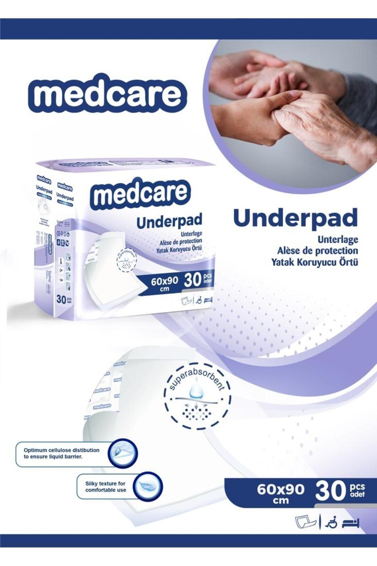 MEDCARE-Bed Protector Cover 60cm X 90cm 4 Pack 120 Pieces Patient Bottom Pad / Cat Dog Pee Pad 2