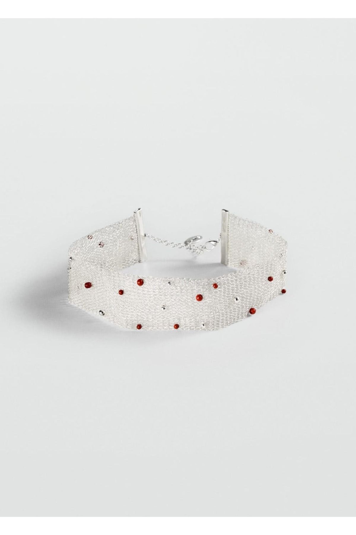 MANGO Woman-Perlenbesetzte Chocker-Halskette aus Netzstoff 3
