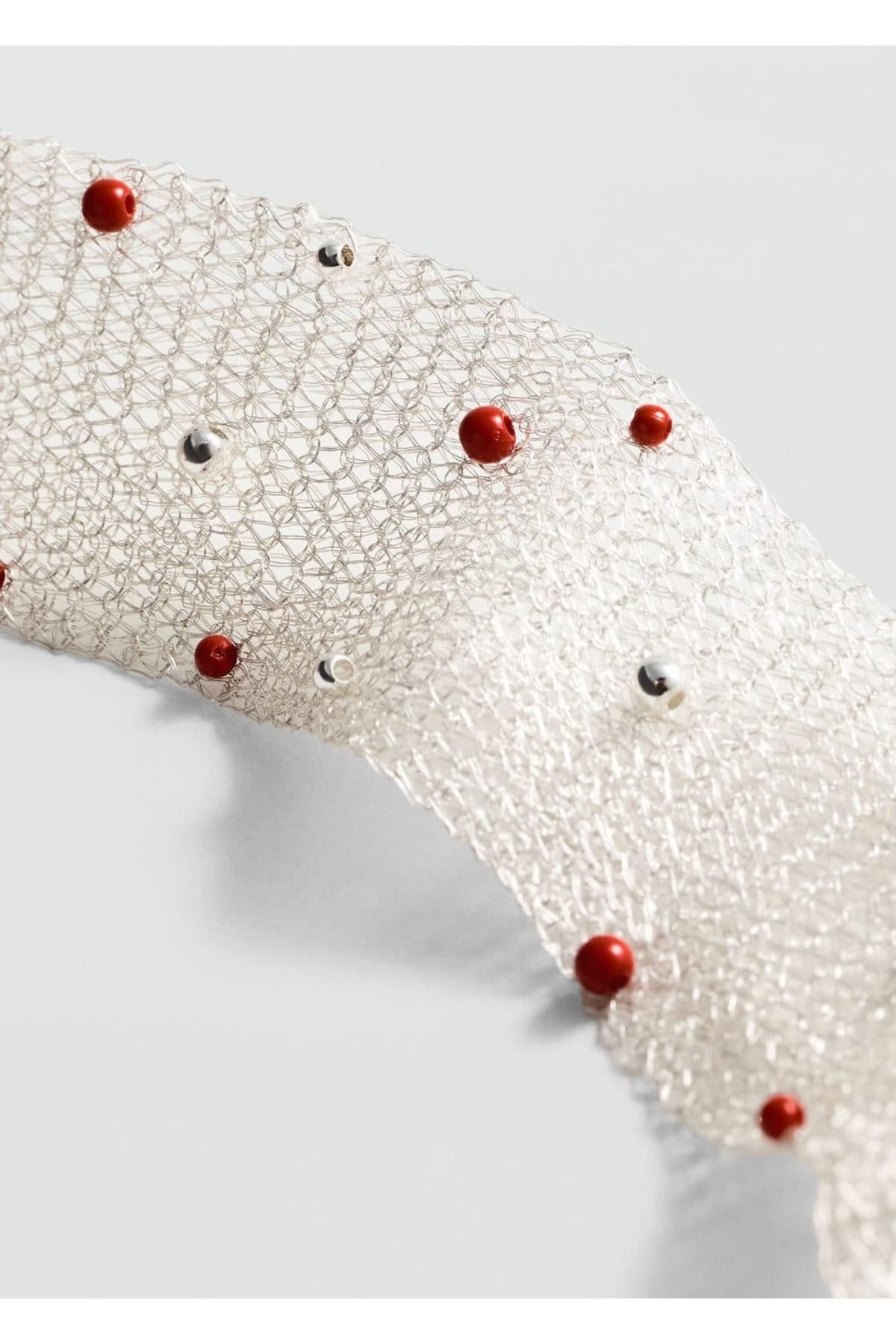 MANGO Woman-Perlenbesetzte Chocker-Halskette aus Netzstoff 5