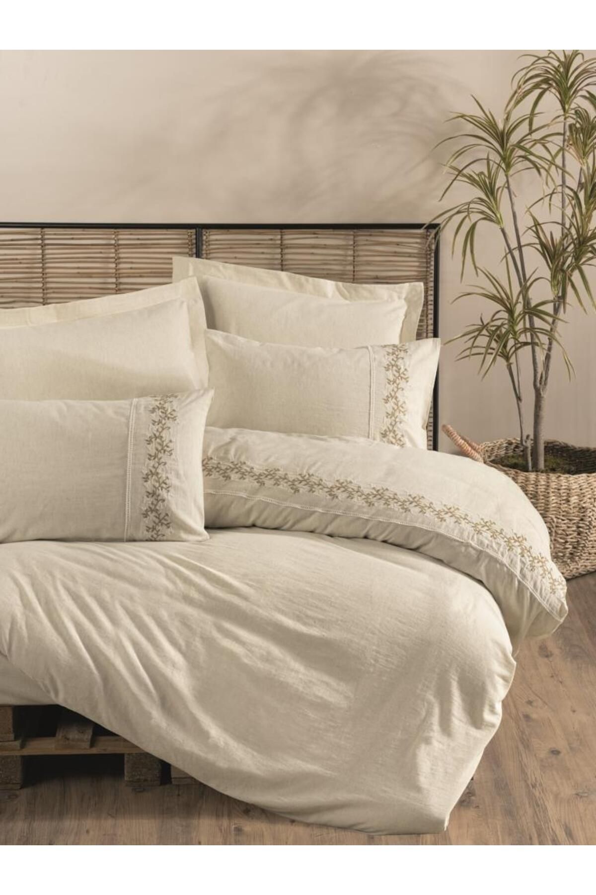 ıvırzıvırr Cotton Keten Çift Kişilik Nevresim Takımı Darian