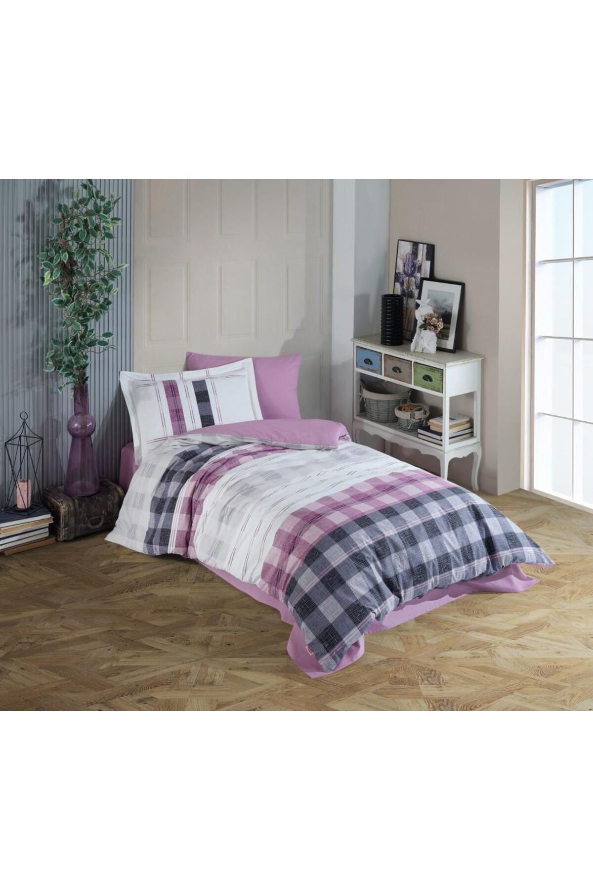 OEM Tek Kişilik Poplin Nevresim Takımı Seulita Pembe