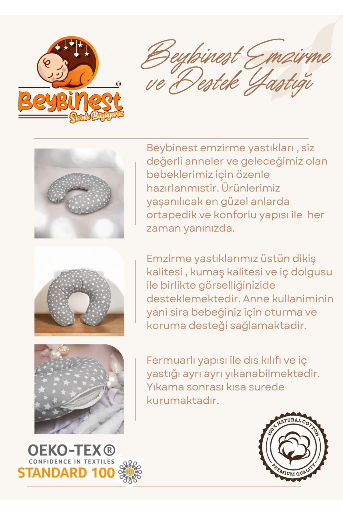 BeybiNest Emzirme Önlüğü  ve Emzirme Yastığı 2 li set Emzirme örtüsü fotoğrafı 2 (önizleme)