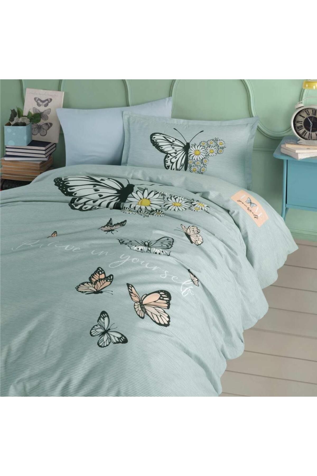 FAYMEM GLOBAL Genç Ranforce Tek Kişilik Nevresim Takımı Daisy Love v1 Mint