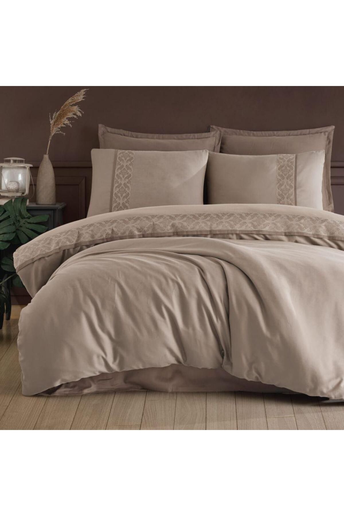 mikudesign Borderline Çift Kişilik Ranforce Nevresim Takımı Nienna V1 Bej