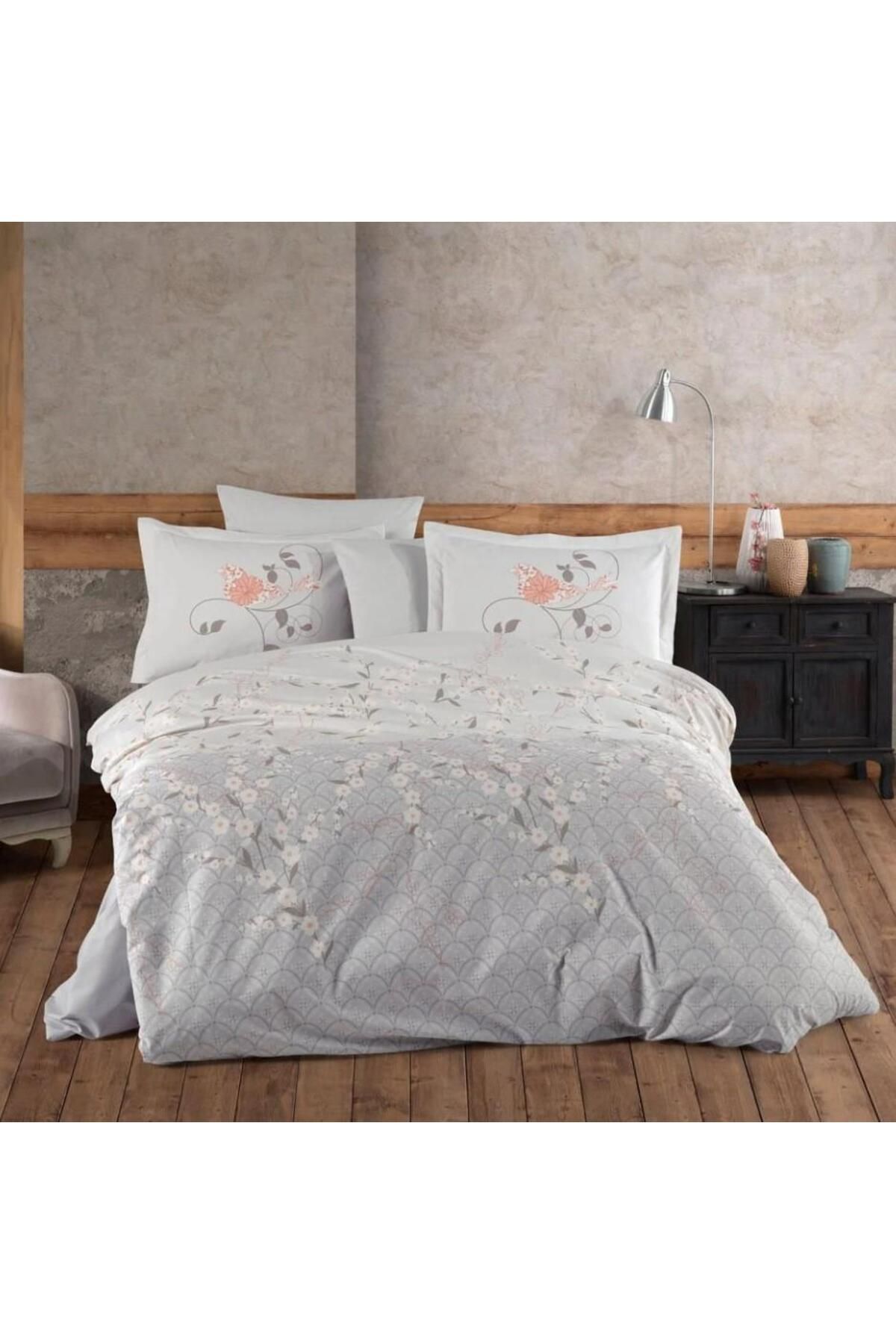 BilfolD Çift Kişilik Poplin Nevresim Takımı Missy Gri