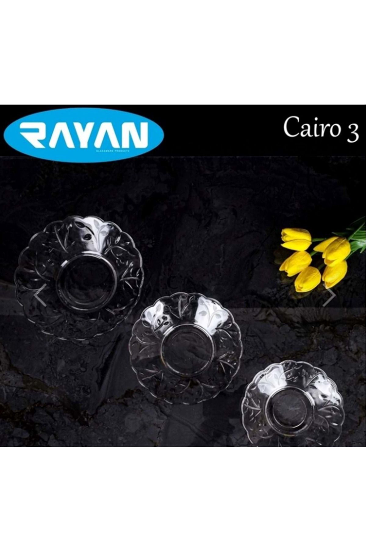 BirdoluSepet 6 lı Cam Tabak Güneş Yıldız Gül 3 Model Royaleks-G-405
