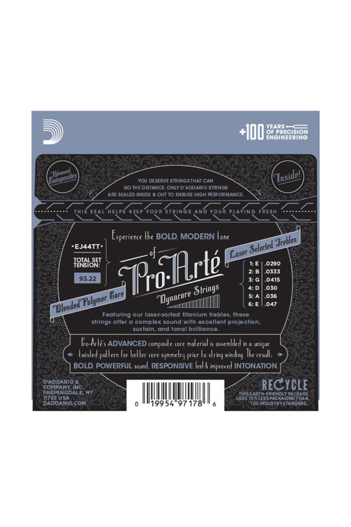 Daddario-Ej44Tt Classical Guitar String Set, Pro-Arte,Dynacore, Titanium 2