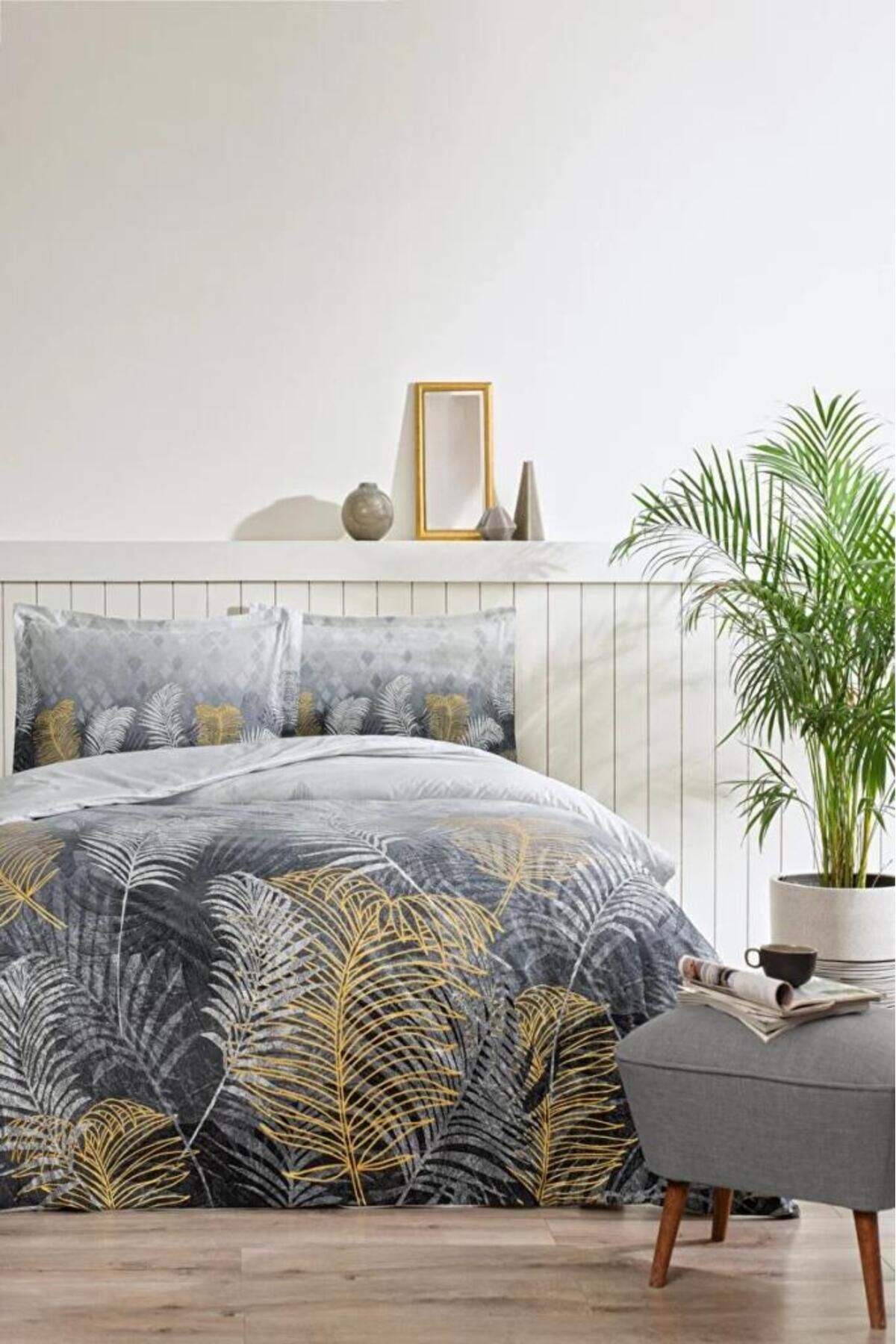 THE SELY Özdilek Çift Kişilik Ranforce Nevresim Takımı Golden Palm