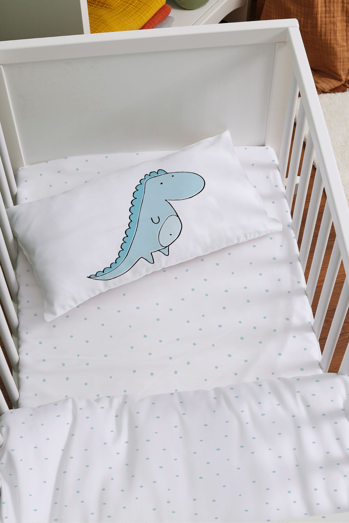 Tuğba Kuğu-Mother's Side Crib Bedding Set (60X100) - Pure Baby Series - Colorful Dinosaurs 2