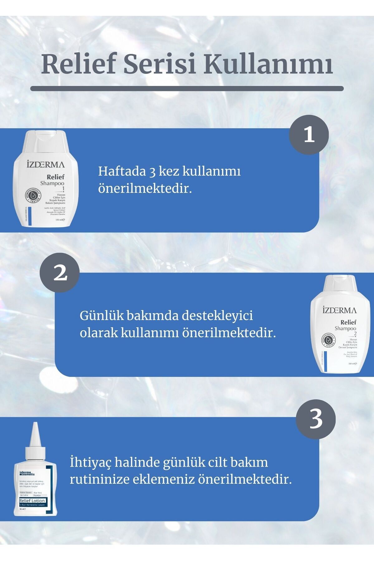 izderma Relief Kepek, Kızarıklık, Kaşıntı Ve Pullanma Karşıtı 3'lü Set-8