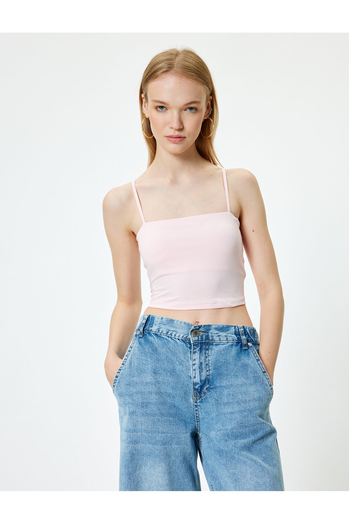 Koton Yeni Sezon Crop Atlet Basic İp Askılı Slim Fit