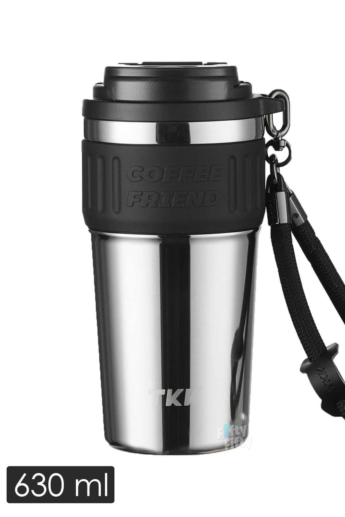 قمقمه کمپ نقرهای فولاد ترموس لیوان 630ml نقره TKK