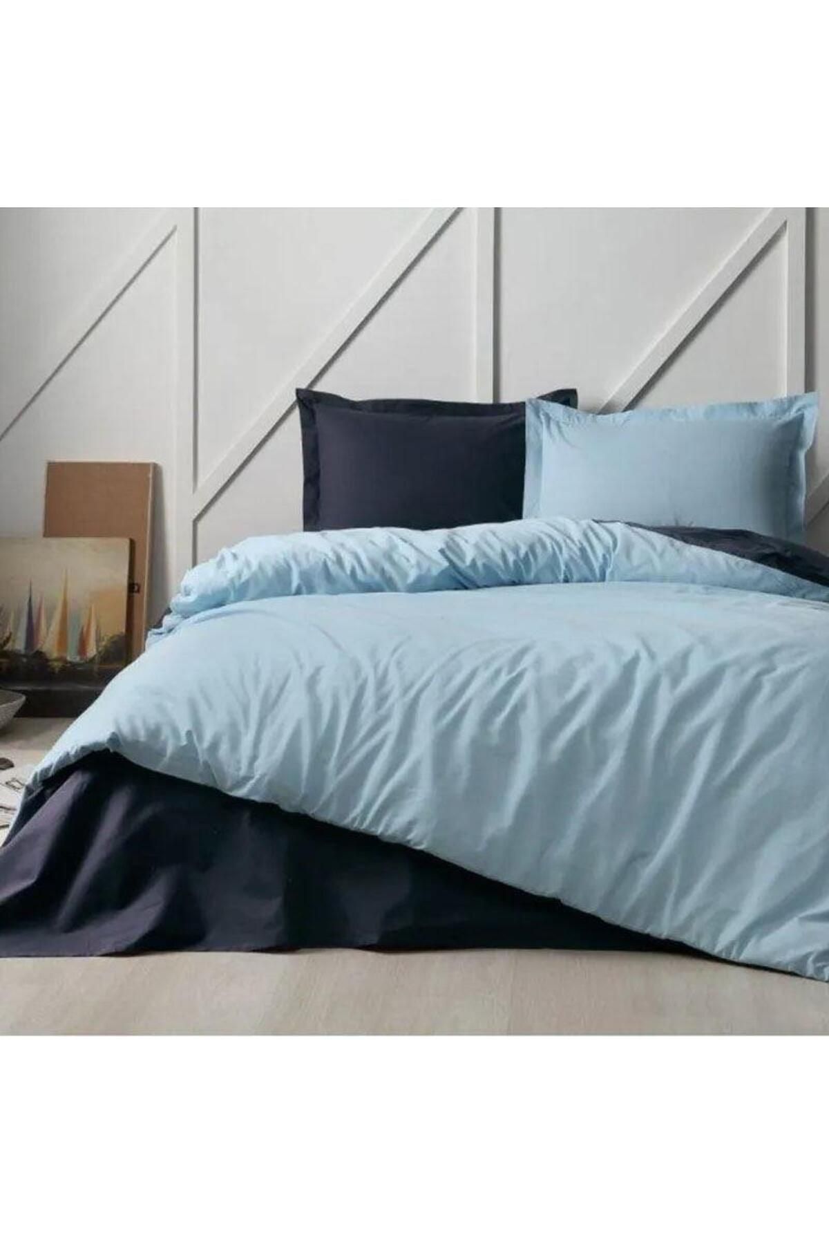 OEM Özdilek Çift Kişilik Ranforce Nevresim Takımı Colormix Aqua Lacivert