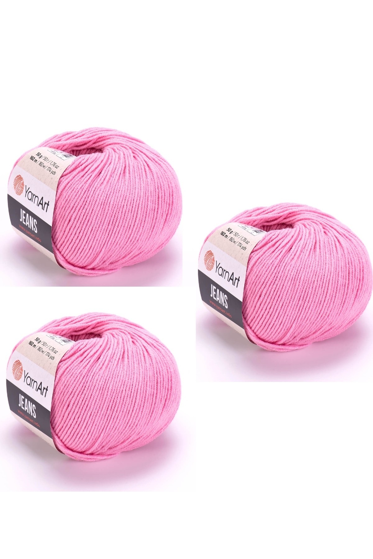 Yarn Art Jeans 36 Pink Amigurumi Knitting Rope Cardigan Knitting Rope Baby Rope Punch Rope 3-Pack