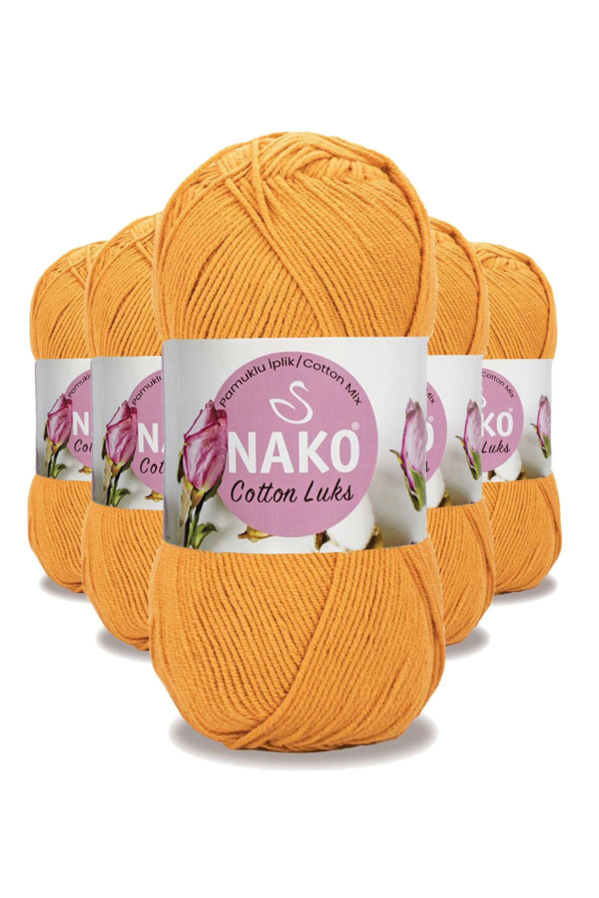 NAKO 5 Adet Cotton Lüks Yelek Tunik Kazak Bluz Hırka İpi Yünü Koyu Sarı 97553