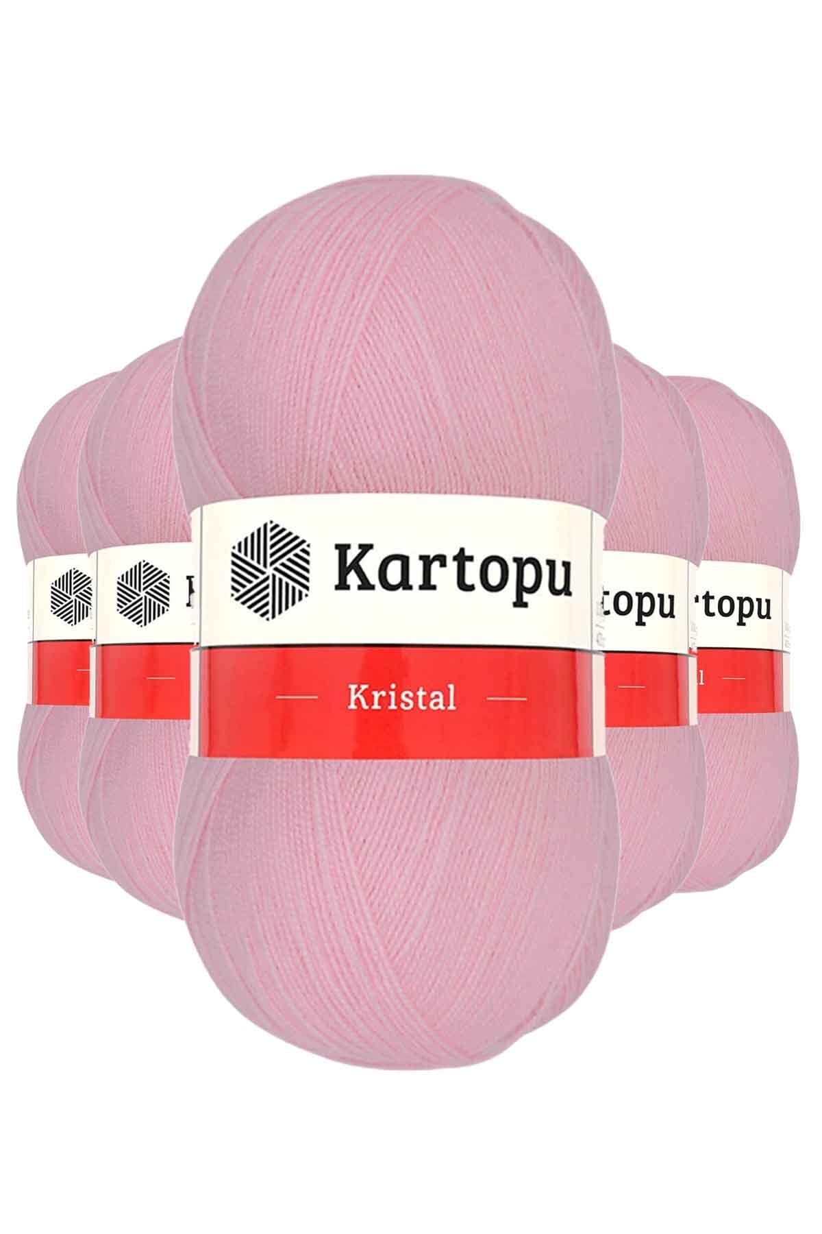 Kartopu 5 Adet Kristal Çift Katlı El Örgü Lif İpi Bebe Pembe K788