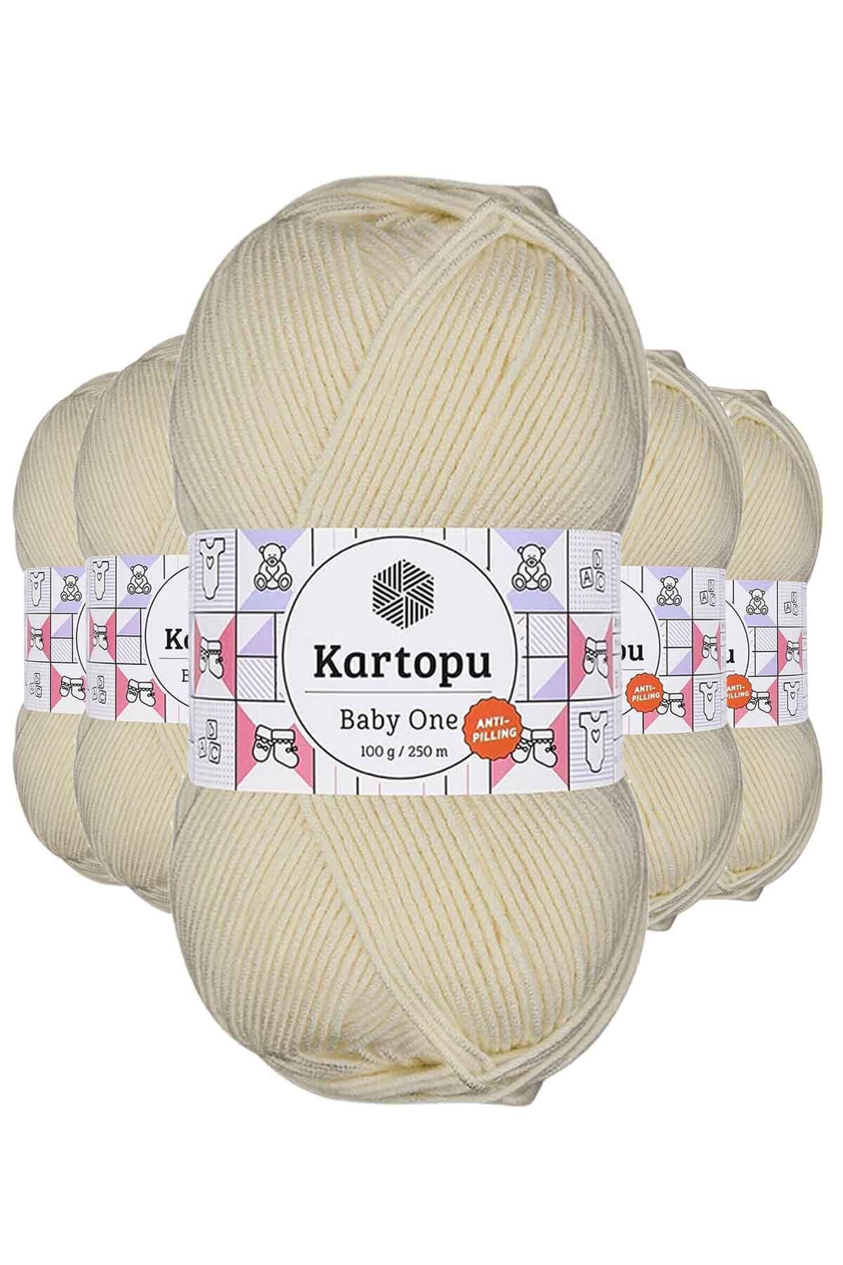 Kartopu 5 Adet Baby One Tüylenmeyen El Örgü İpi Yünü Krem K025