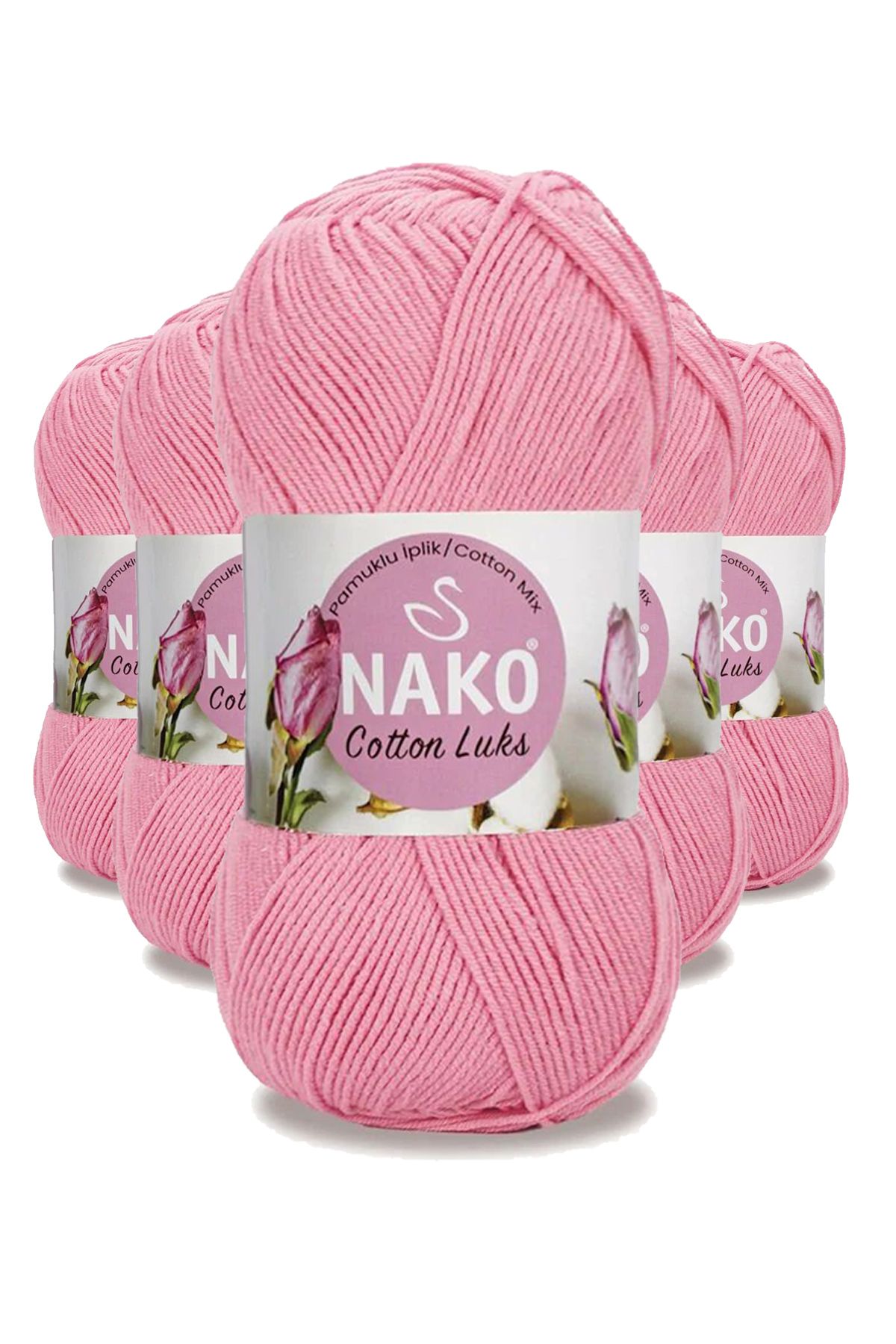 NAKO 5 Adet Cotton Lüks Yelek Tunik Kazak Bluz Hırka İpi Yünü Pembe 97549