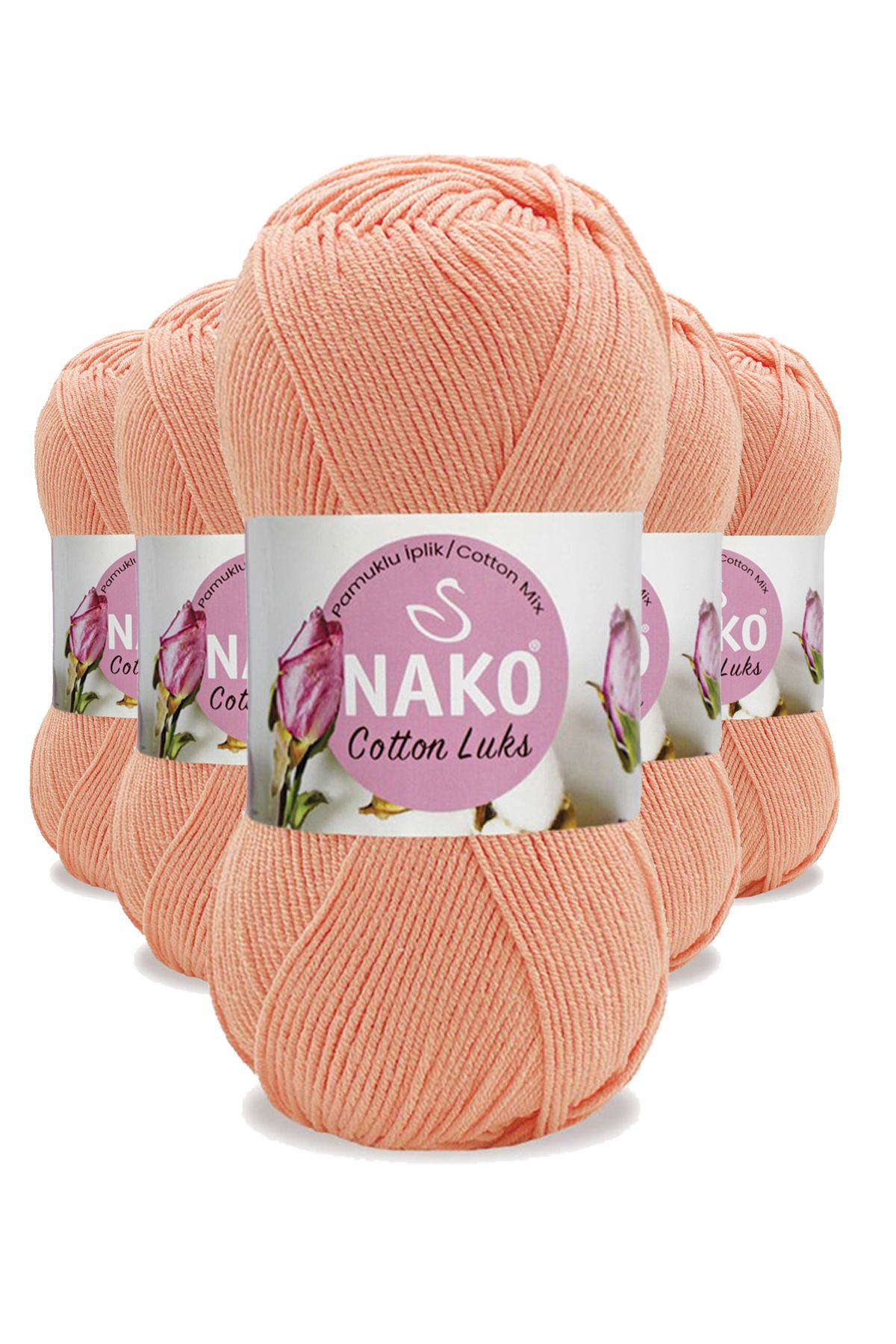 NAKO 5 Adet Cotton Lüks Yelek Tunik Kazak Bluz Hırka İpi Yünü Somon 97594