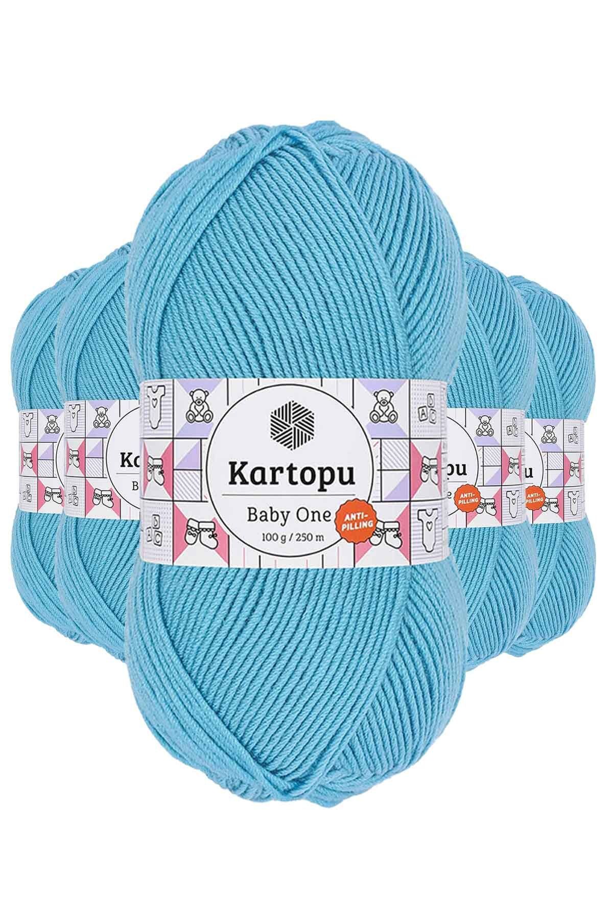Kartopu 5 Adet Baby One Tüylenmeyen El Örgü İpi Yünü Turkuaz K576