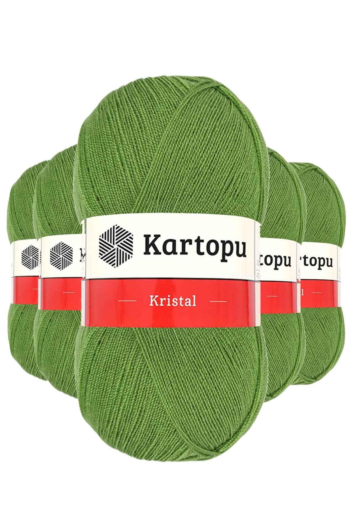 Kartopu 5 Adet Kristal Çift Katlı El Örgü Lif İpi Açık Yeşil K442