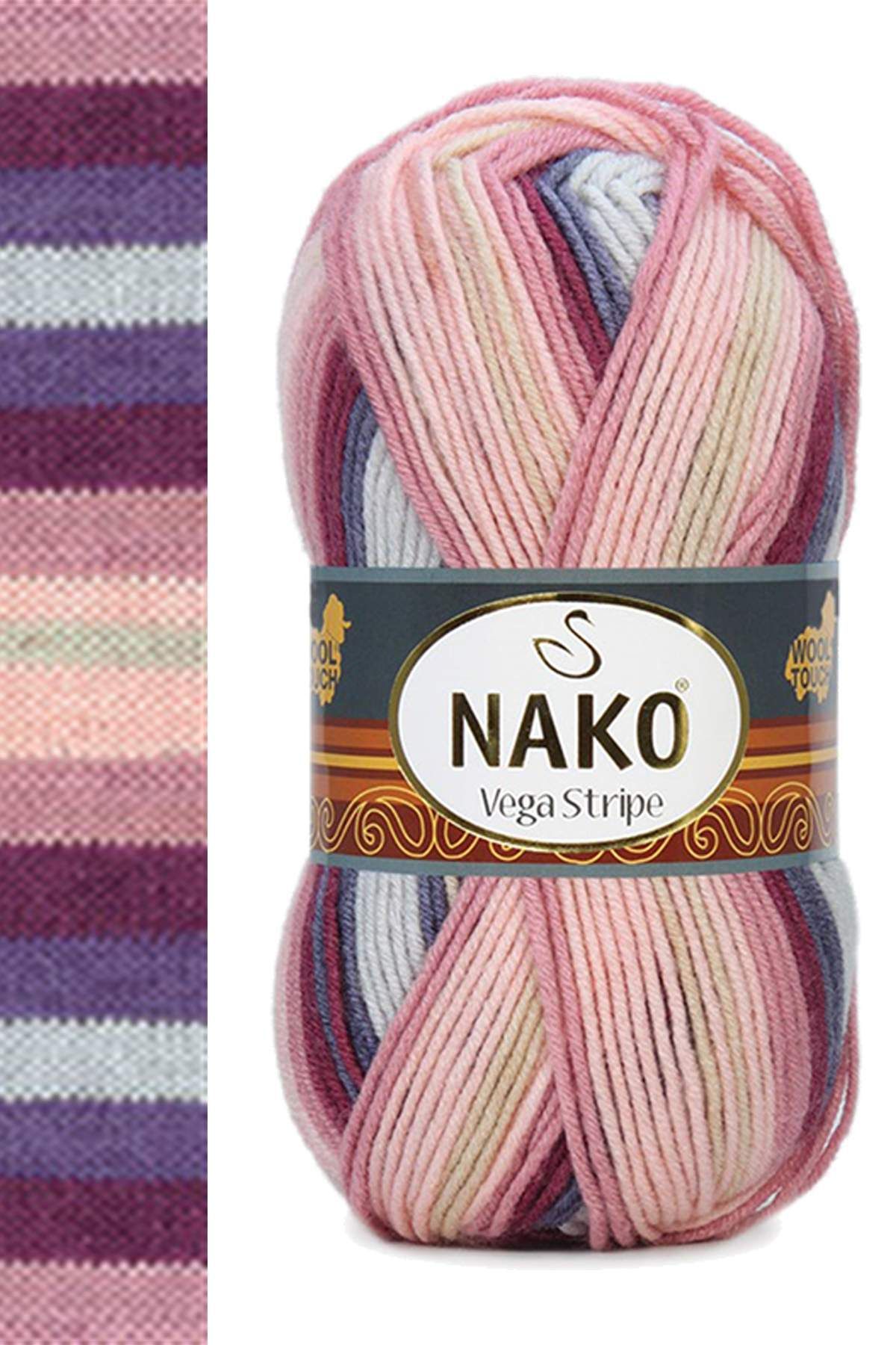 NAKO 1 Adet Vega Stripe Premium Akrilik El Örgü İpi Yünü No: 82415