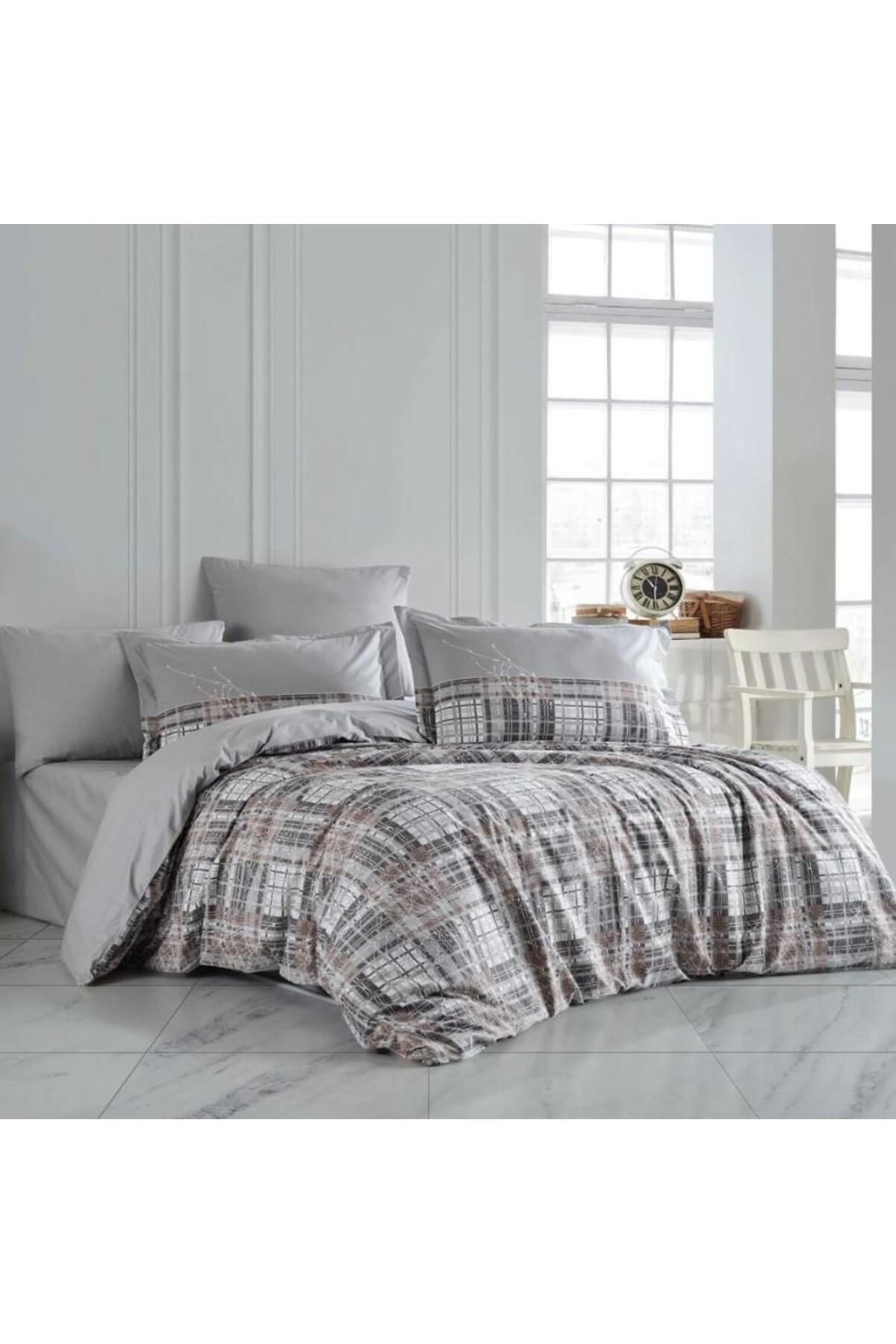 FAYMEM GLOBAL Çift Kişilik Poplin Nevresim Lucia Gri