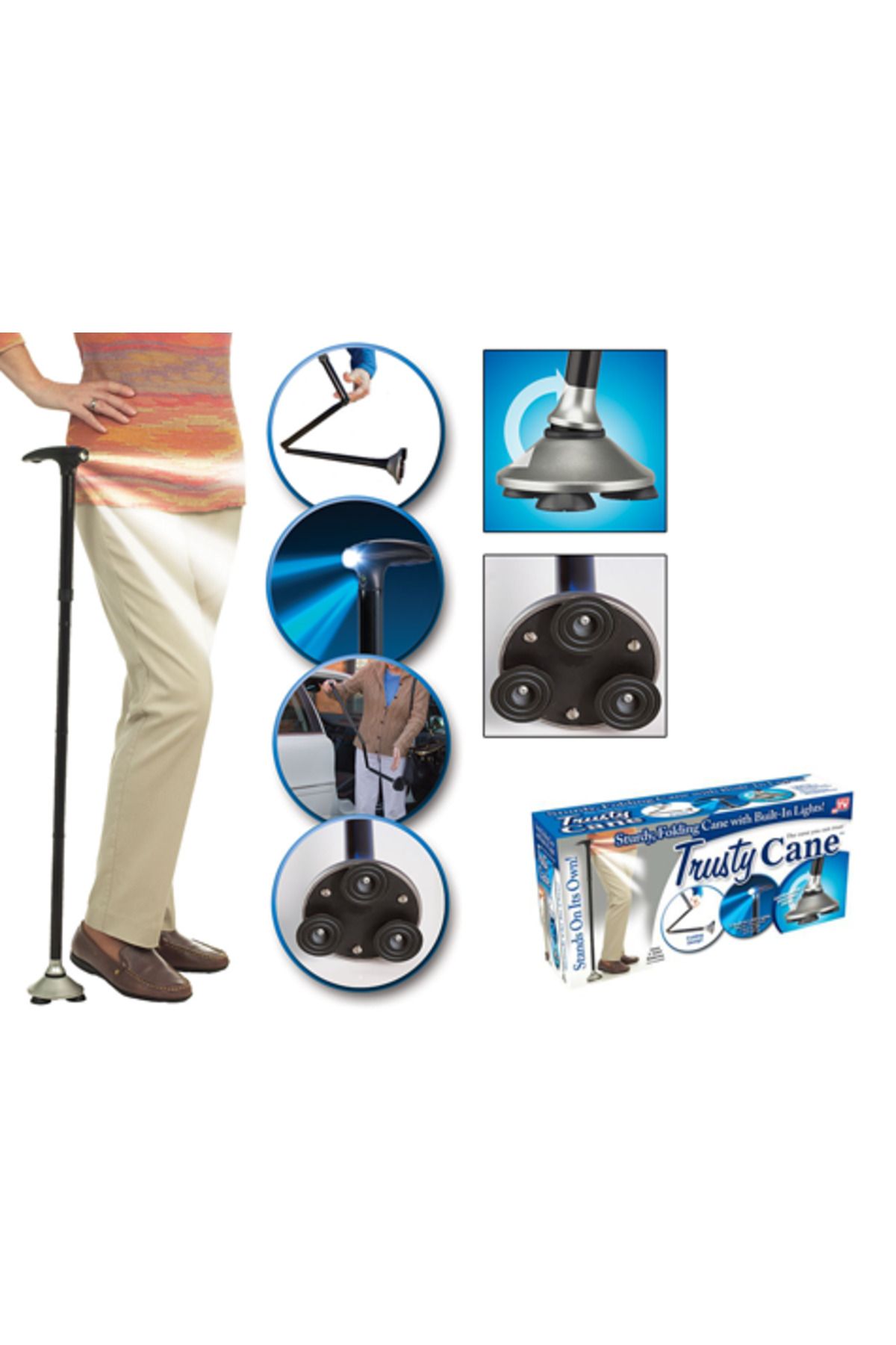 OEM Trusty Cane Güvenilir Katlanabilir Işıklı Baston