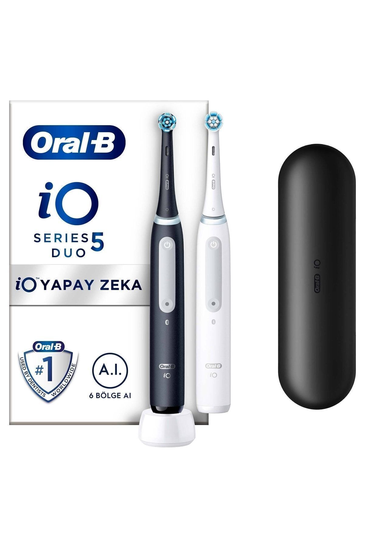 Oral-B iO 5 Şarjlı Diş Fırçası Seti 2'li - Mat Siyah / Beyaz