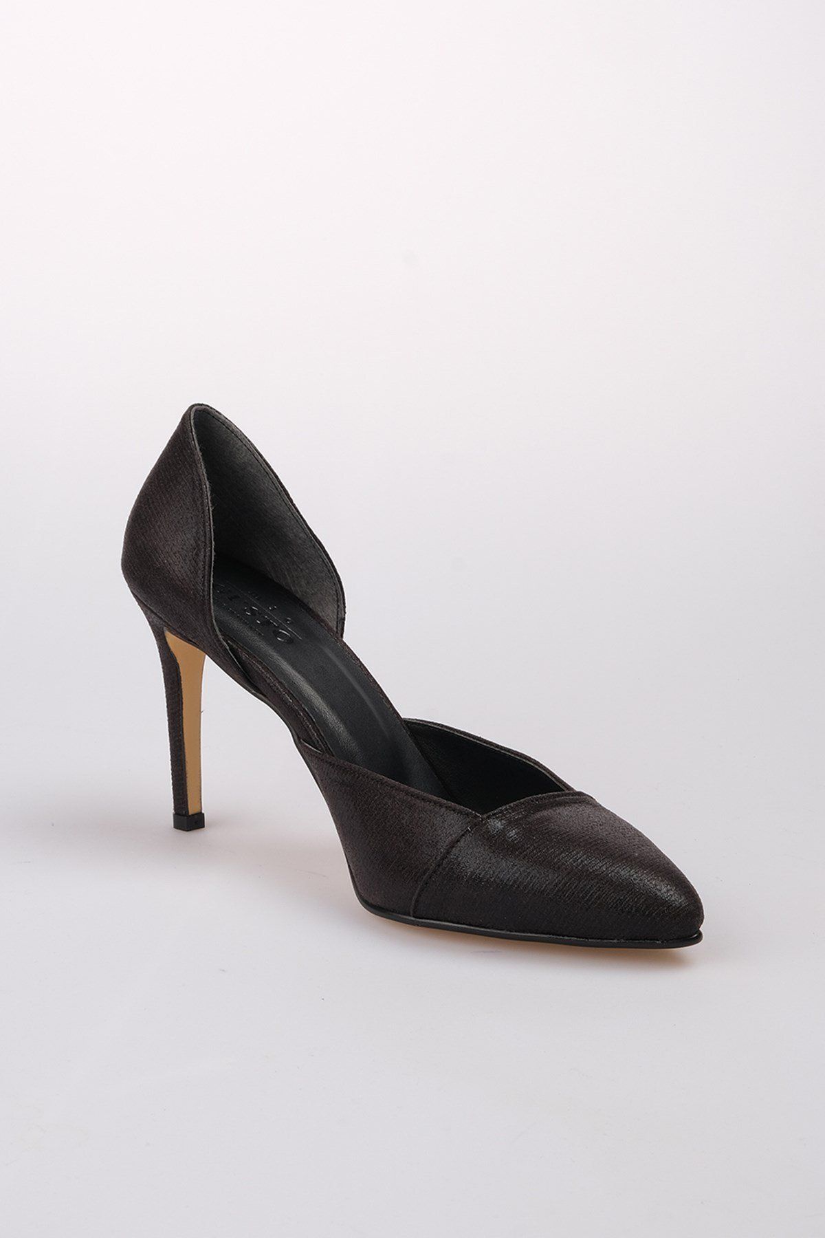 Mio Gusto-Brien Metallic-Schwarz-Farbstoff-Abendkleid-Stiletto-Damenschuhe mit Absatz 8