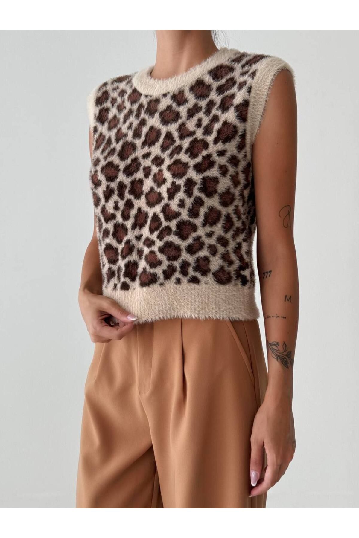 My Blog Miękki Sweter Z Wzorem W Panterkę W Kolorze Kamienno-brązowym-4496 Kobieta - Standard