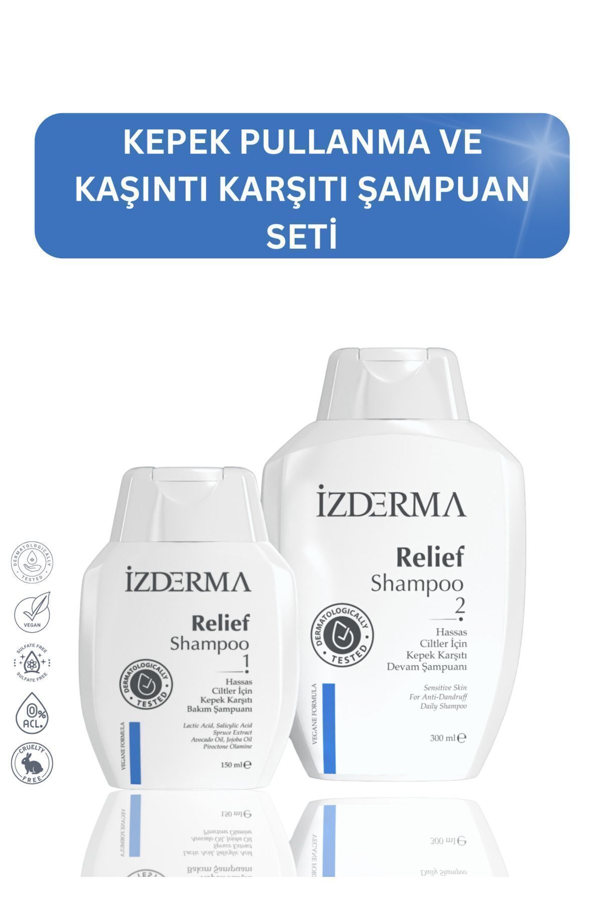 izderma Relief Şampuan 2'li Set - Kaşıntı, Kızarıklık, Pullanma, Kepek Karşıtı-2