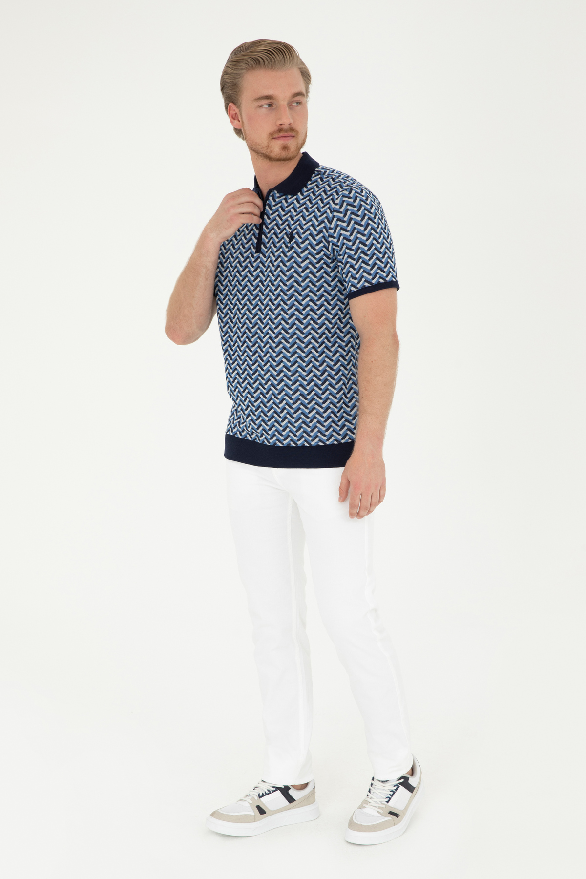 یو اس پولو شلوار مردانه اسلیم فیت سفید مدل Canvas 50286003-VR013