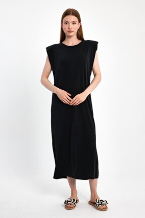 DragonFly Moda Omzu Vatkalı Modal Elbise